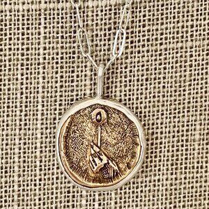 FIRE Zodiac Element Sign Symbol Bronze Coin Charm 925 Sterling Silver Necklace